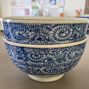 Pair of Karakusa Blue Bowls